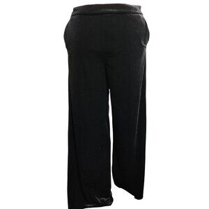 Time and Tru Pants Womens L Black Velour Lounge Pull On Wide Leg Stretch Pockets
